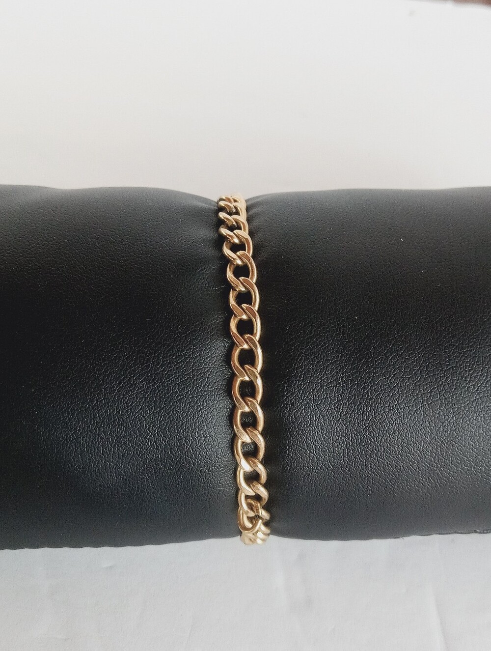 Vintage 1/20 12k G.F. Gold Filled Oval Curb Link Chain 5mm Bracelet Signed 7.25"